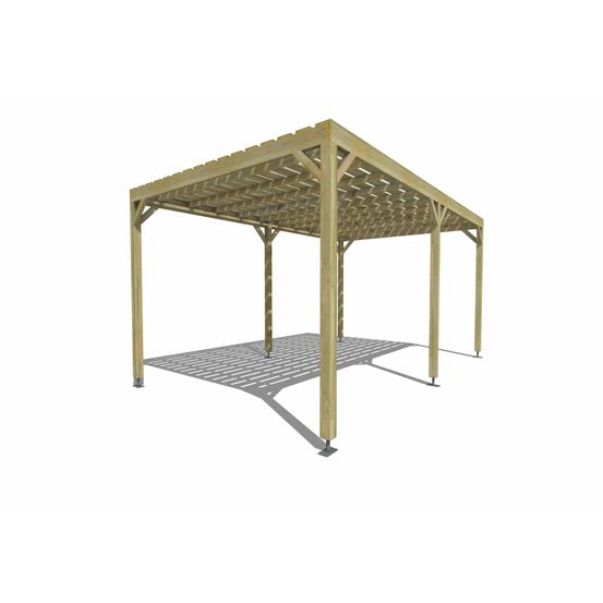 Pergola bois • 5m x 3m • indépendante • sens profondeur • platelage bois • livraison comprise