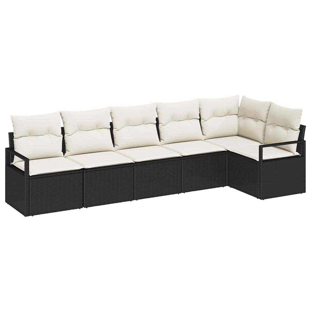 Ensemble de canapés 6 pc noir polyrotin