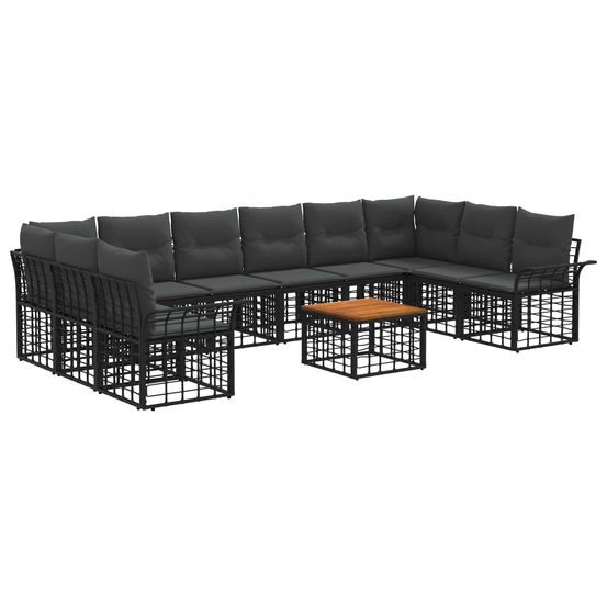 Ensemble de canapés d'extérieur 11 pc noir et gris foncé
