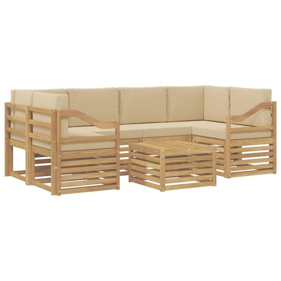 Ensemble de canapés d'extérieur 7 pc blanc et beige polyester