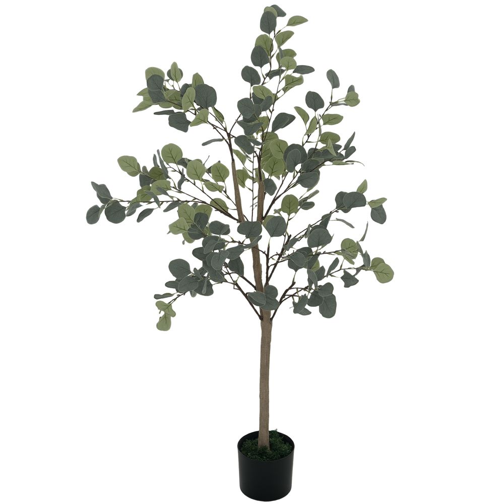 Eucalyptus artificiel soie plastique intérieur décoration réaliste 120cm vert