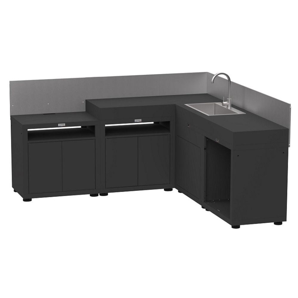 Cuisine extérieure d'angle le marquier 5 modules - noir
