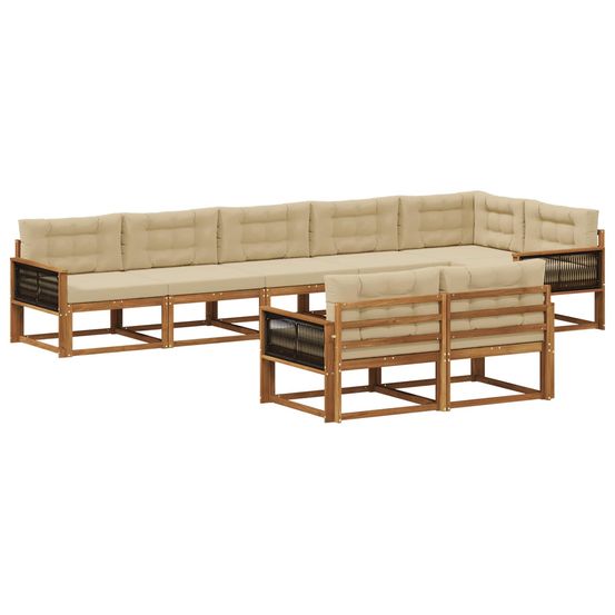 Ensemble de canapés d'extérieur 8 pc naturel et beige