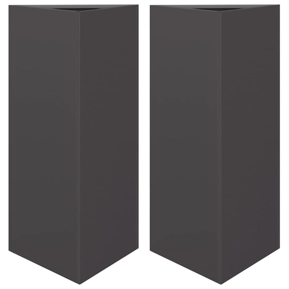 Jardinières 2 pcs noir triangulaire 40x34,5x75 cm acier