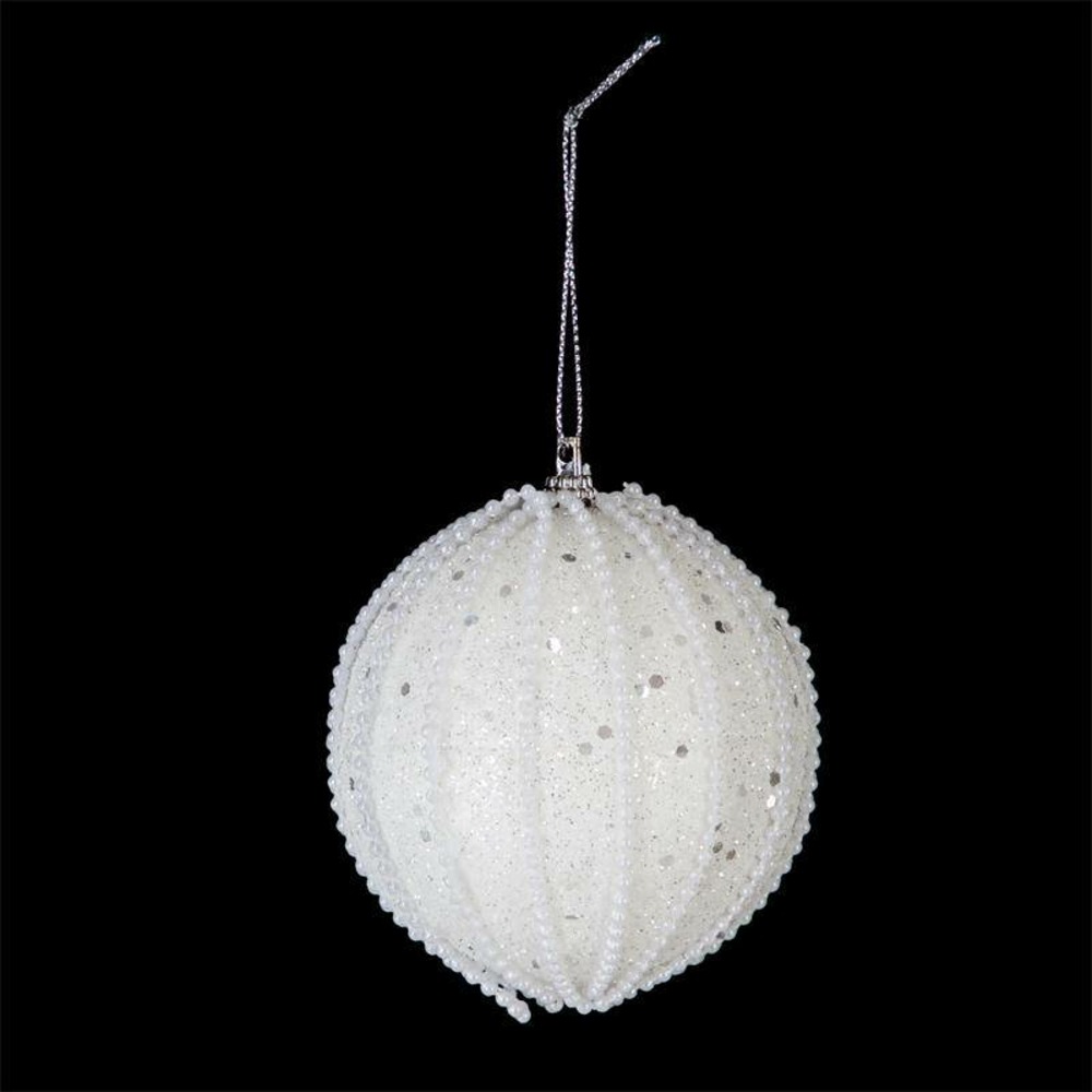 Boule avec perles pailletées d.8cm polystyrène assorti