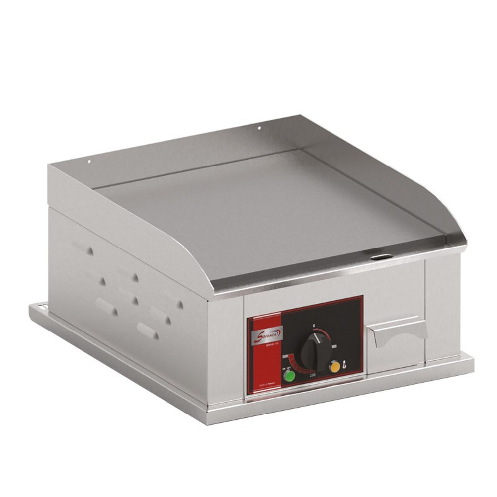 Plaque lisse à snacker electrique en acier décarburé - 400 x 400mm - sofraca