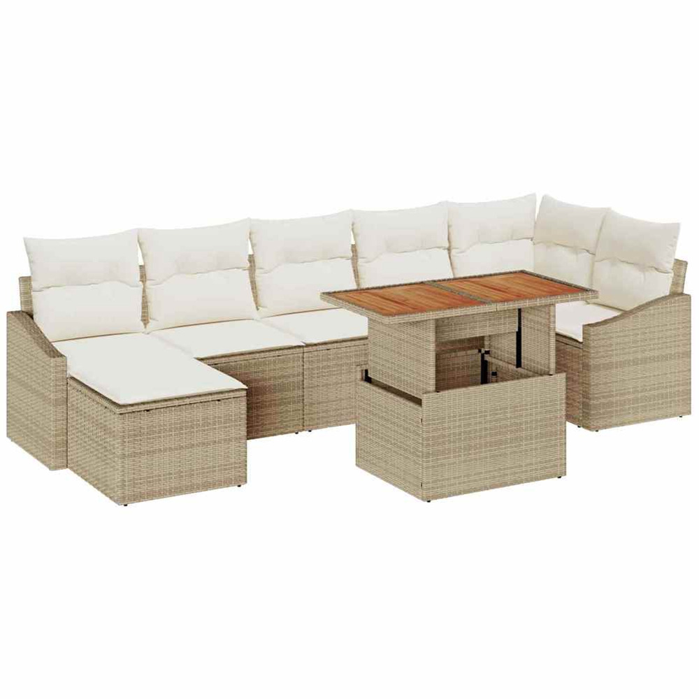 Ensemble de canapé de jardin 8 pcs beige poly rotin