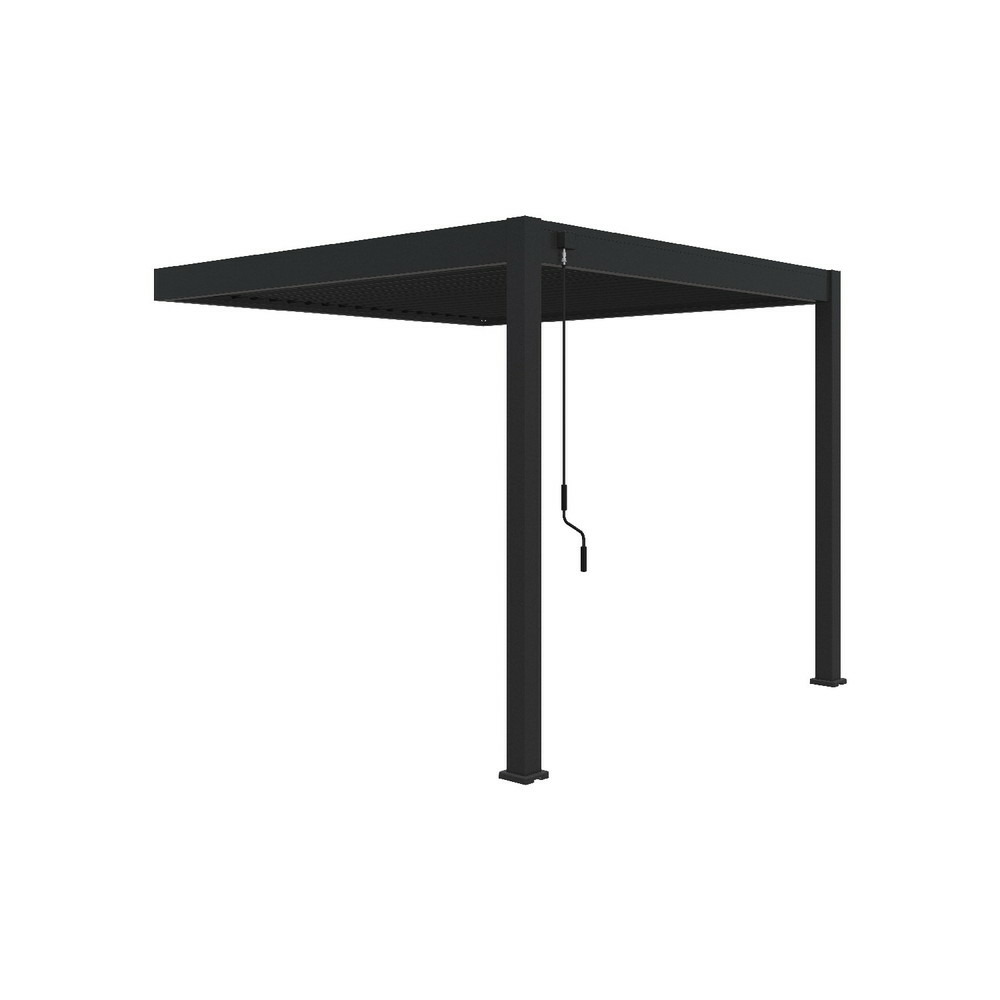 Pergola bioclimatique adossée anthracite - 300 x 300 x h. 258 cm