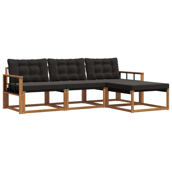 Ensemble de canapés d'extérieur 4 pcs naturel et noir