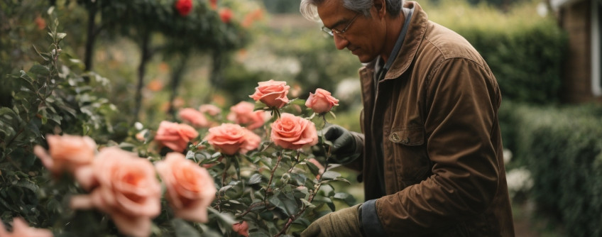 rosier épanoui profitant de l'exposition parfaite au soleil dans un jardin bien entretenu.