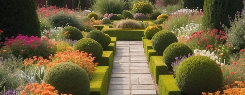 Délimitation des différentes zones du jardin à l'aide de fleurs de saison