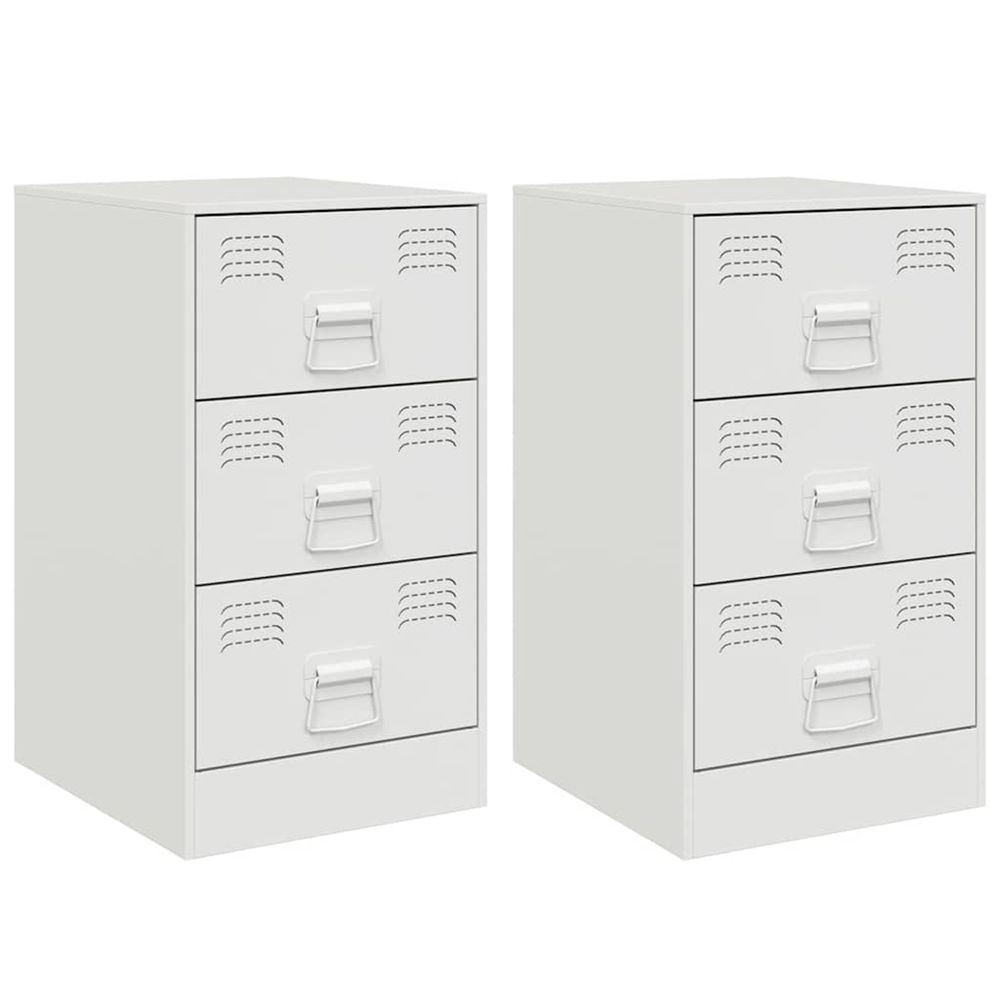 Tables de chevet 2 pcs blanc 34,5x39x62 cm acier