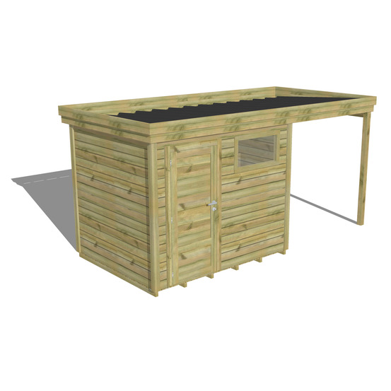 Abri de jardin bois pin traité autoclave 27mm - 4,64x2,14m / 10m2 - bac acier - plancher bois
