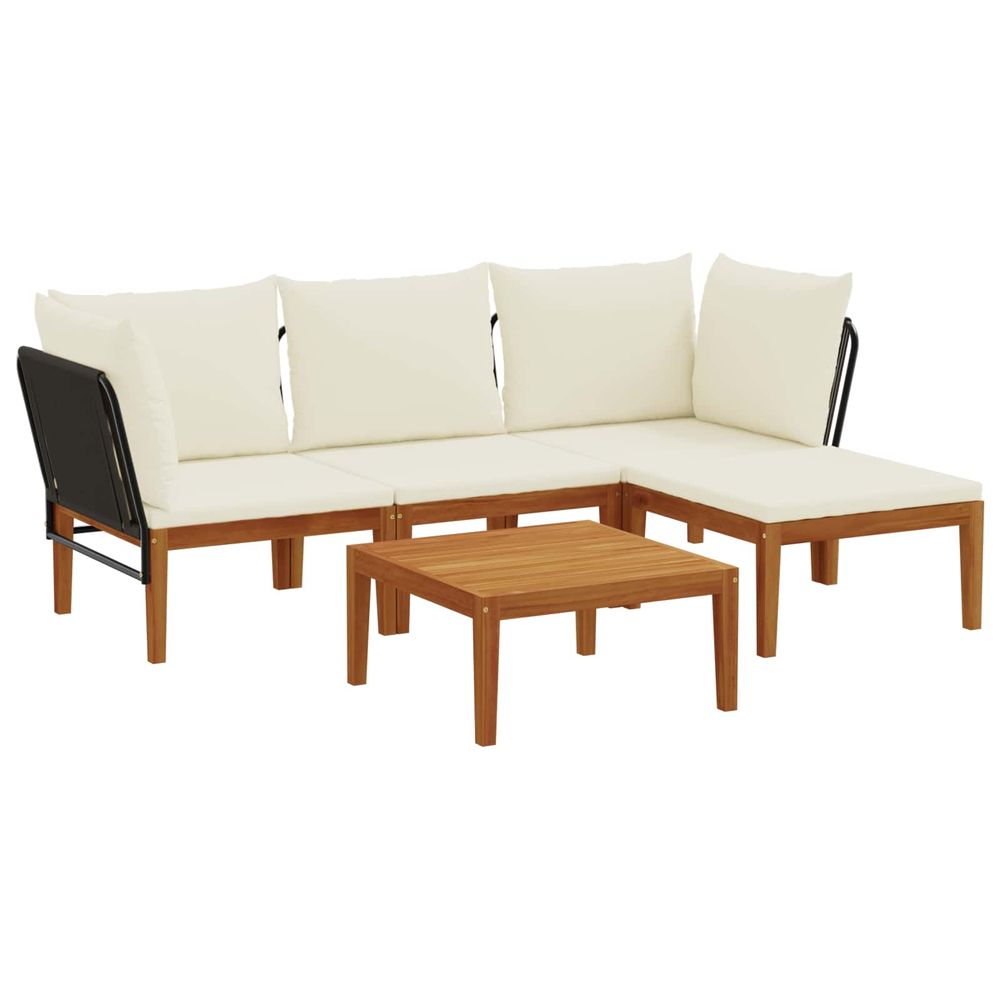 5 pc bois d'acacia massif et corde naturel