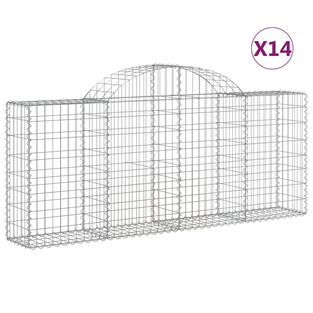 Paniers à gabions arqués 14 pcs 200x30x80/100 cm fer galvanisé