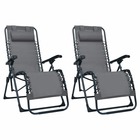 Chaises pliables de terrasse 2 pcs gris textilène