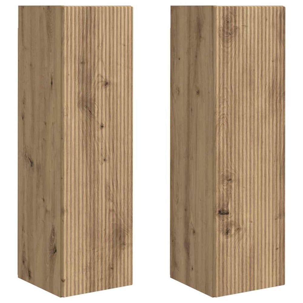 Meuble tv mural 2 pc chêne artisan bois d'ingénierie