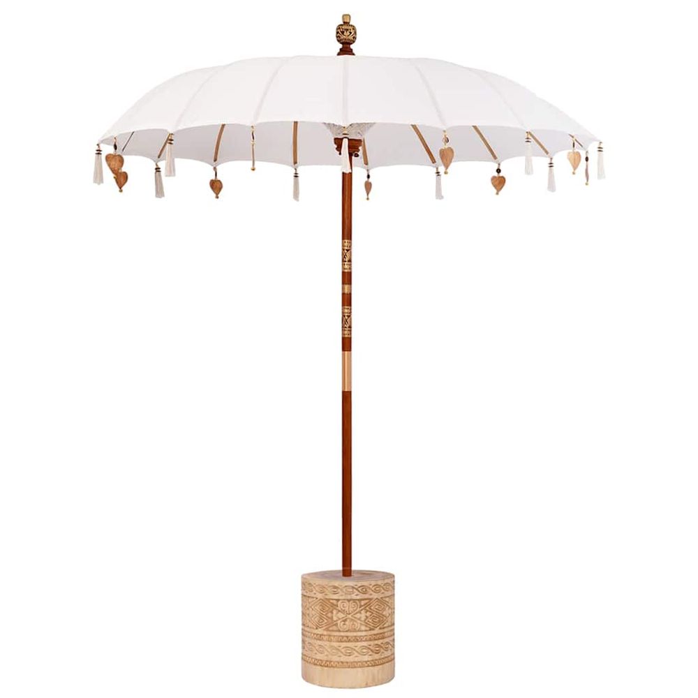Parasol balinais avec base crème et naturel 190 x 190 x 250 cm