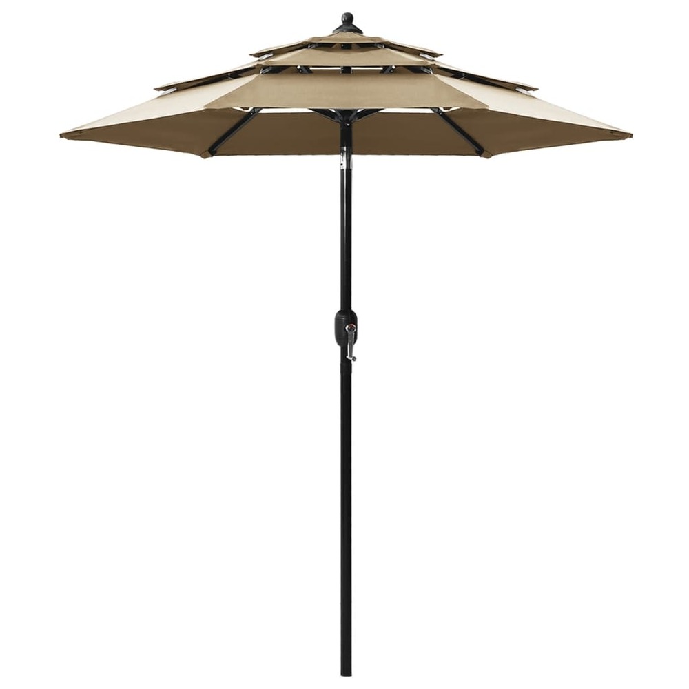 Parasol de jardin à 3 niveaux avec mât en aluminium taupe 2 m
