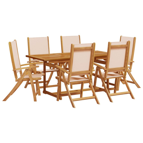 Ensemble à manger de jardin 7pcs bois d'acacia solide textilène
