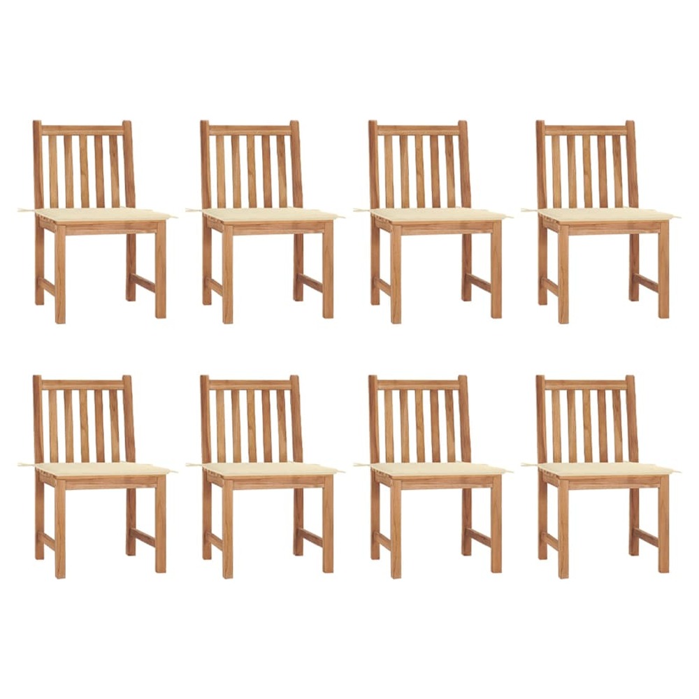 Chaises de jardin lot de 8 avec coussins bois de teck massif