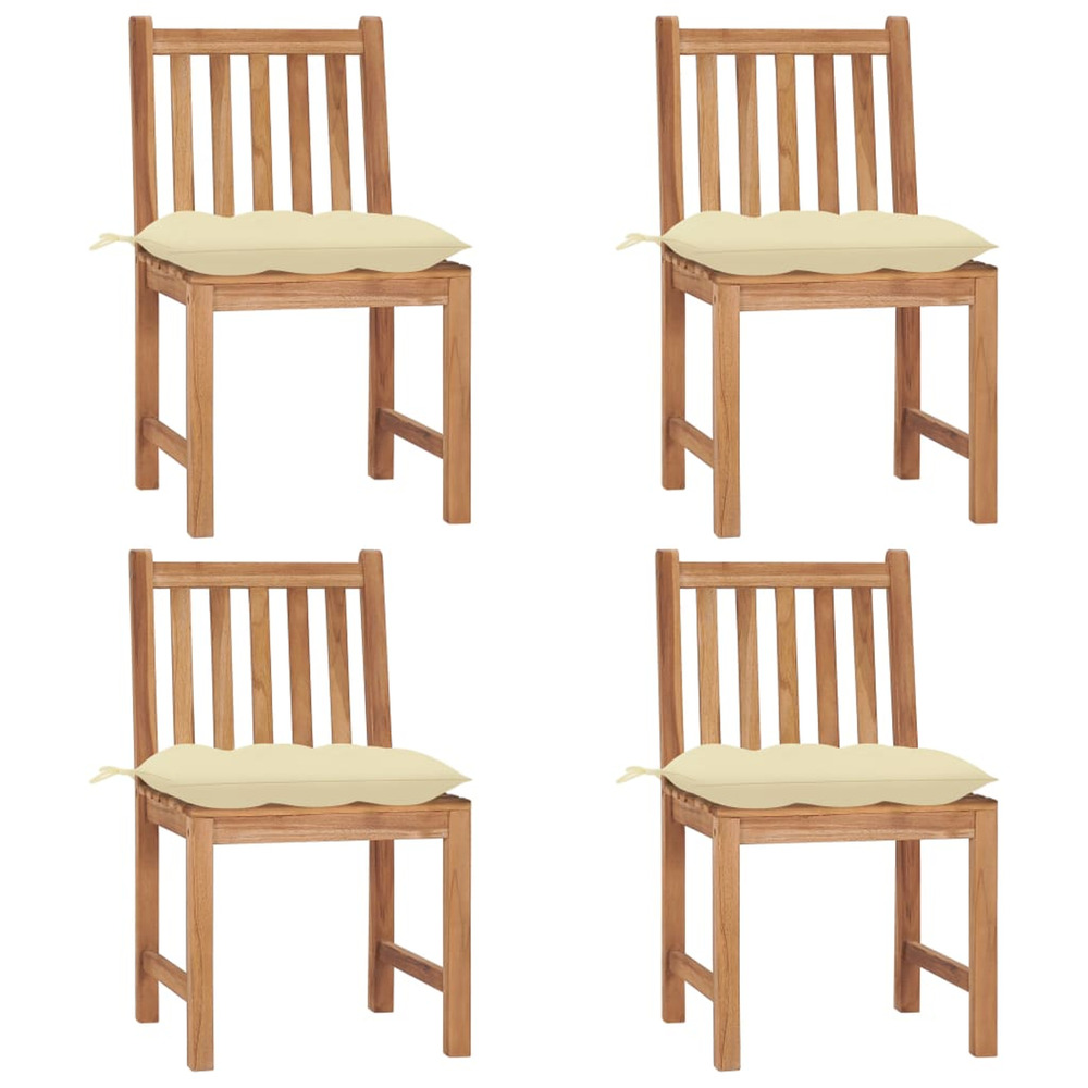 Chaises de jardin lot de 4 avec coussins bois de teck massif