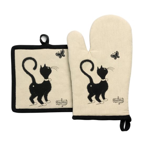 Gant de cuisine + manique dubout chat papillon