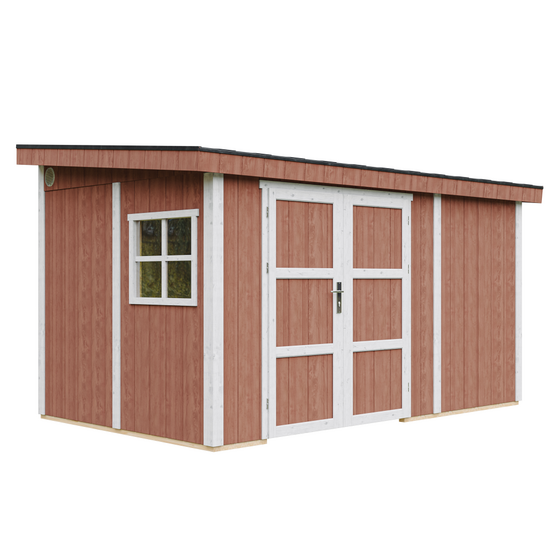 Abri de jardin qualité premium 8,68 m² - h231x248x412 cm - sans plancher e paroi latérale - timbela m939b-redwood red