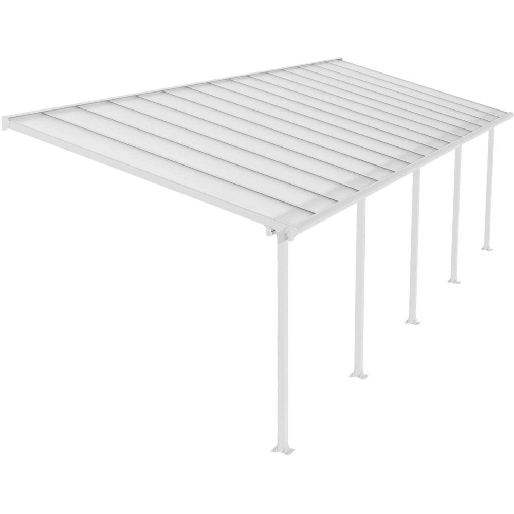 Pergola à adosser en aluminium blanc et polycarbonate olympia 3 x 9.2 m