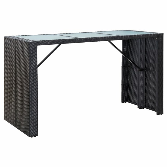 Ensemble de bar de jardin 7 pcs avec coussins poly rotin noir