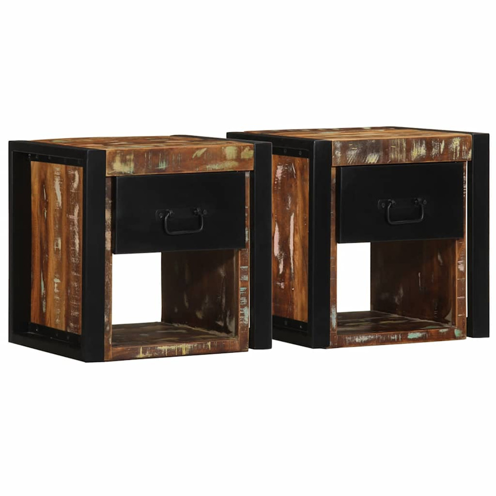 Tables de chevet 2 pcs multicolore 40x35x40cm bois récupération