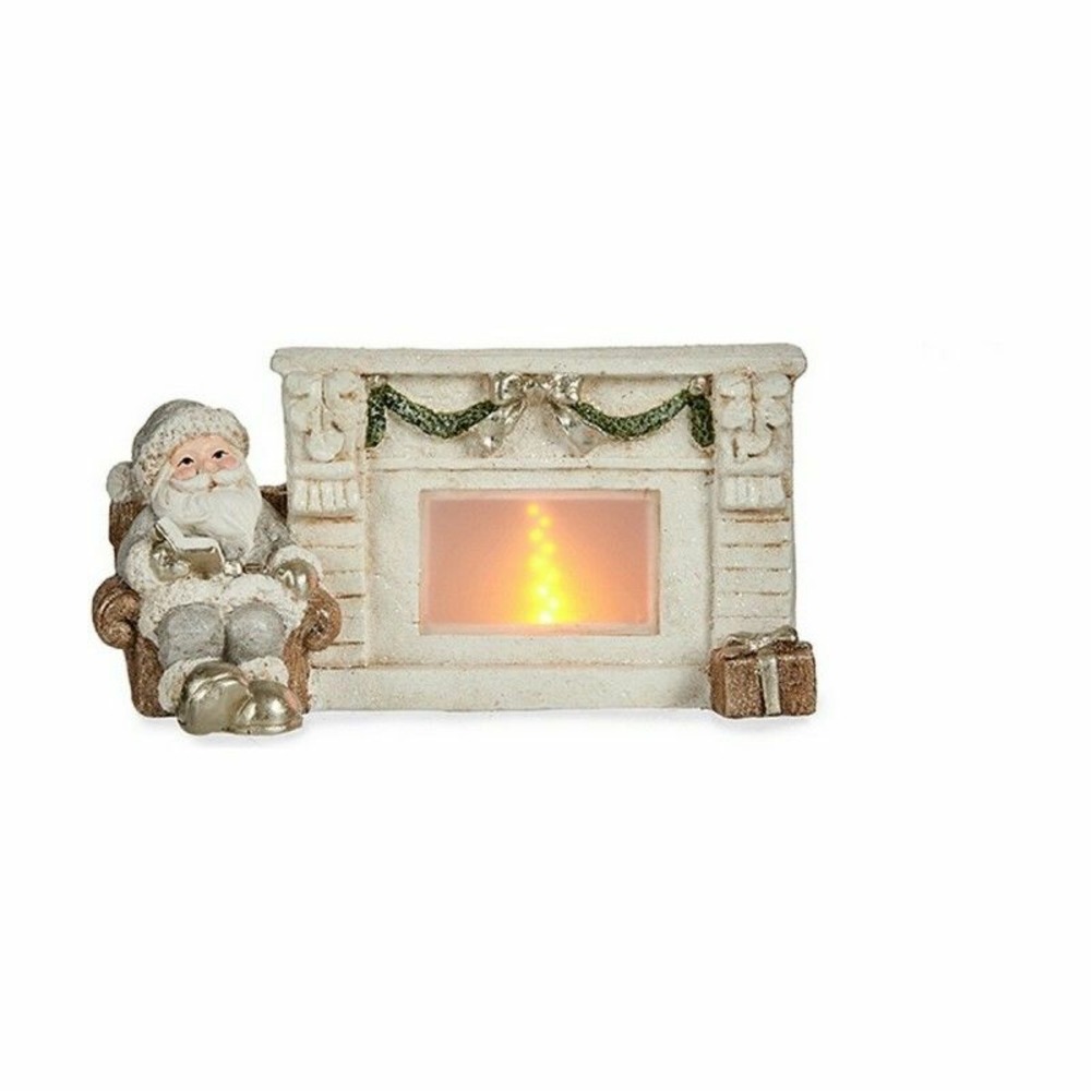 Figurine décorative père noël cheminée blanc polyrésine (16,5 x 19 x 37 cm)