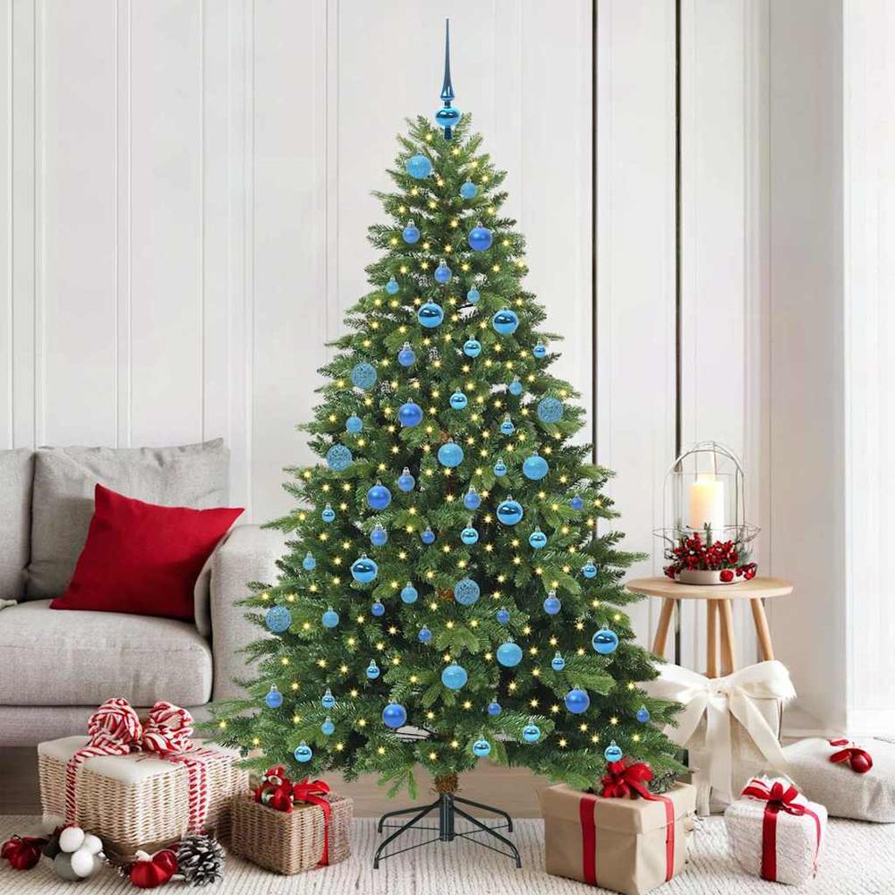 Grand sapin de noël artificiel 180 cm lumineux, kit complet 300 led et 120 boules