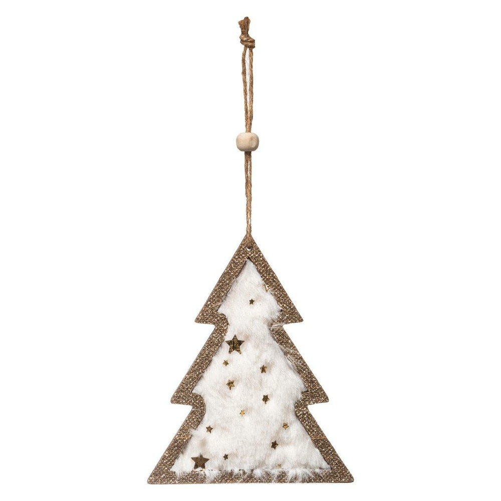 Sujet de noël sapin fourrure blanc doré 12