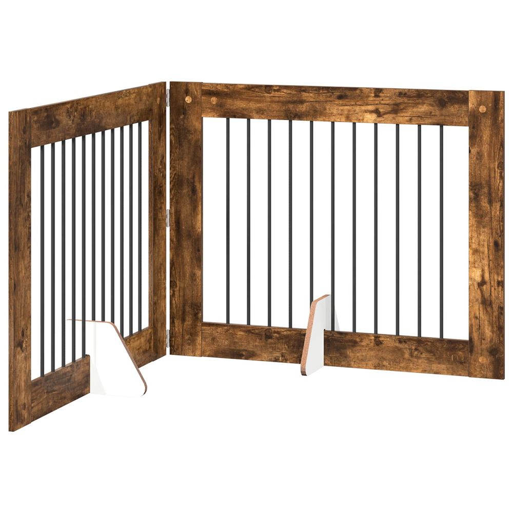 Porte de chien pliable avec supports 2 pc chêne fumé 200,5 cm