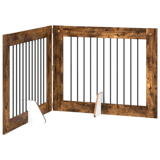 Porte de chien pliable avec supports 2 pc chêne fumé 200,5 cm