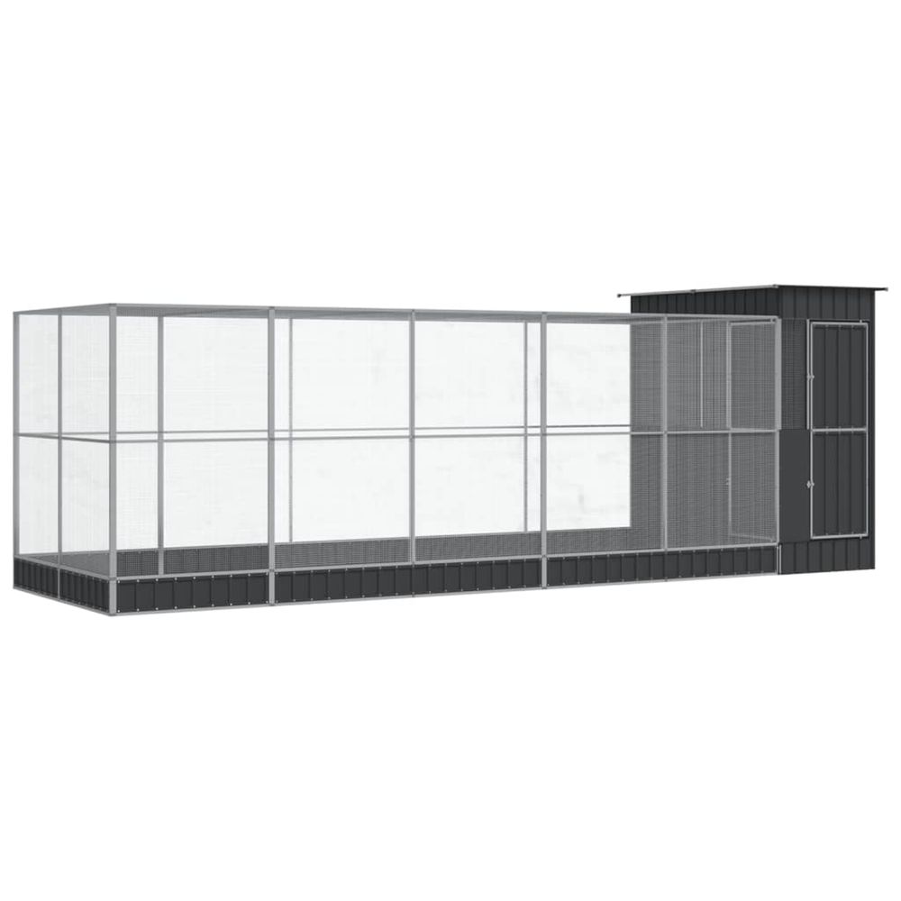 Volière avec extension argenté 623x203x216 cm acier