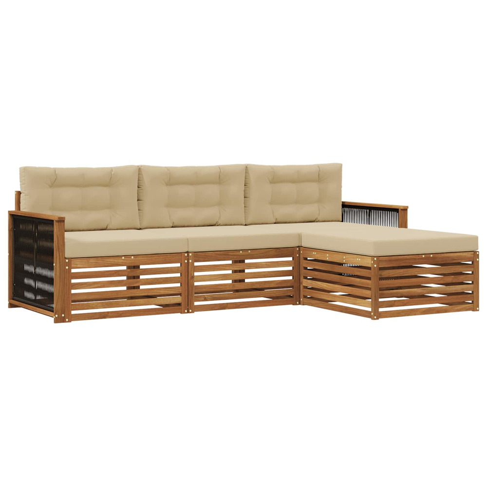 Ensemble de canapés d'extérieur avec coussin naturel et beige