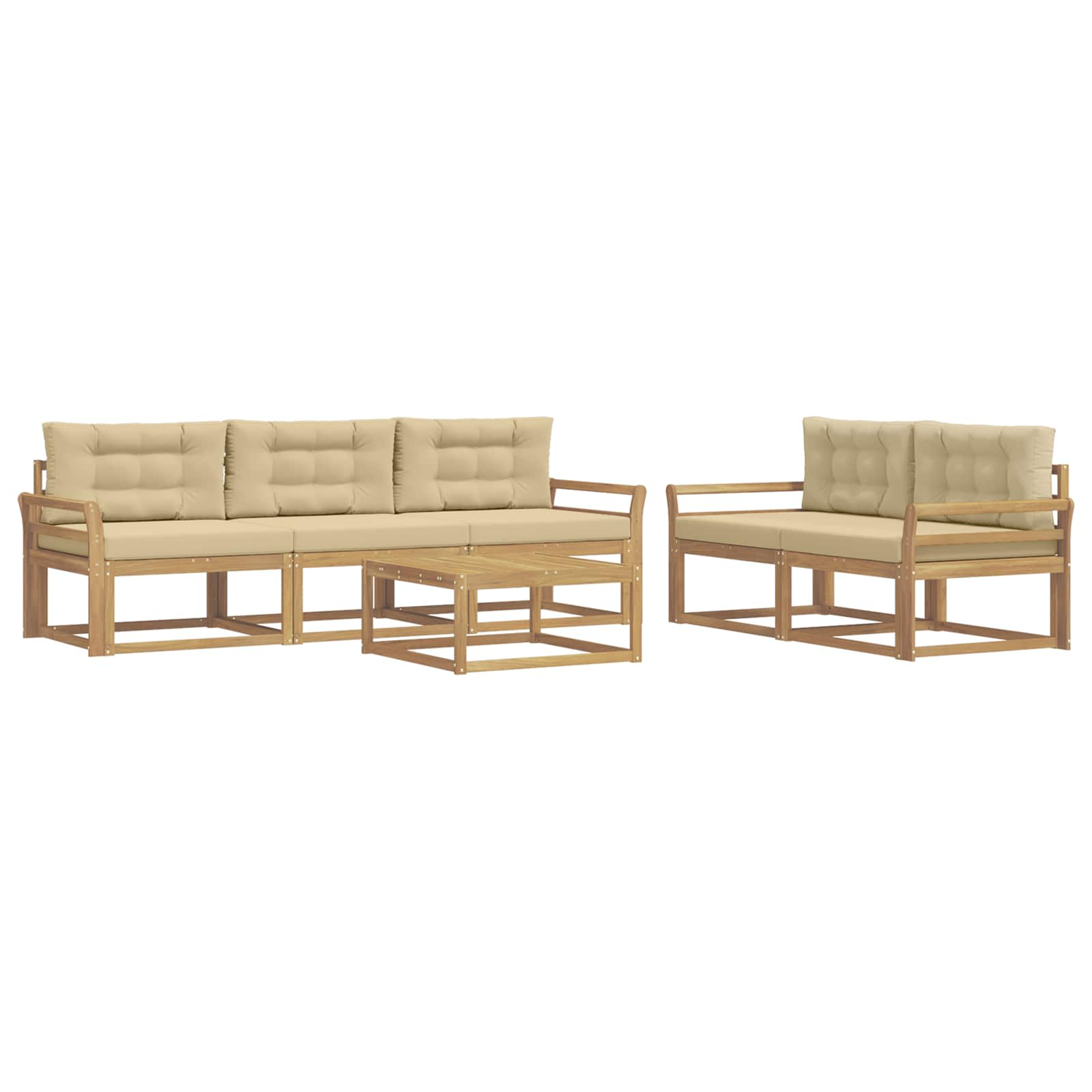 Ensemble de canapés d'extérieur 6 pcs blanc et beige