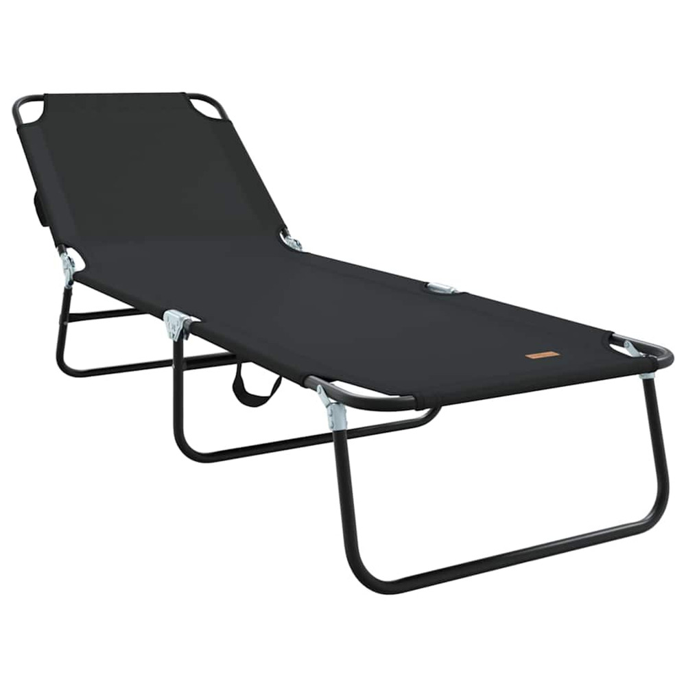 Chaise longue pliante noir 188 x 57 x 86,5 cm polyester bain de soleil