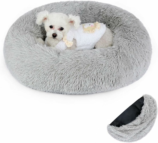 Panier chat rond dehoussable et lavable 70 cm gris