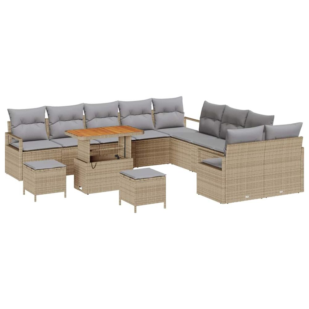 Ensemble de canapé de jardin 13 pc beige polyrotin