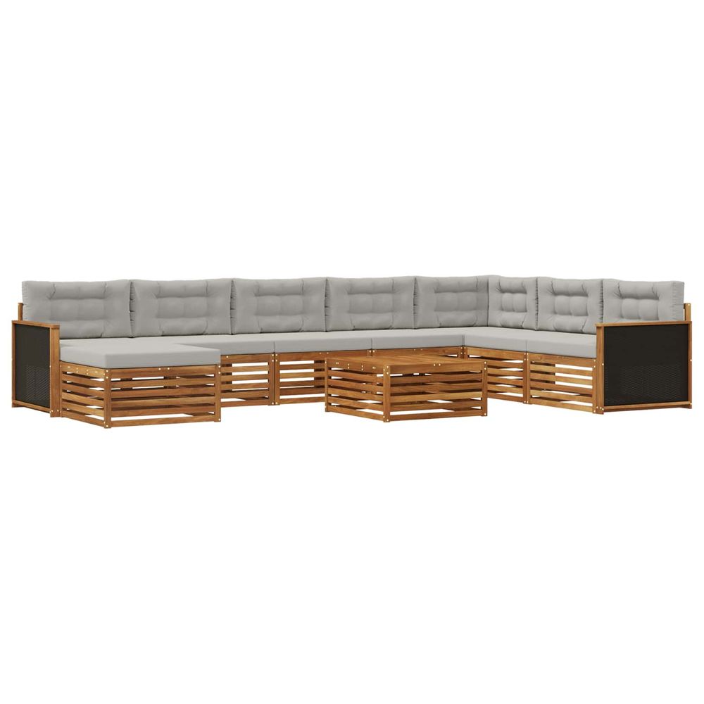 Ensemble de canapés d'extérieur 9 pc naturel et gris clair
