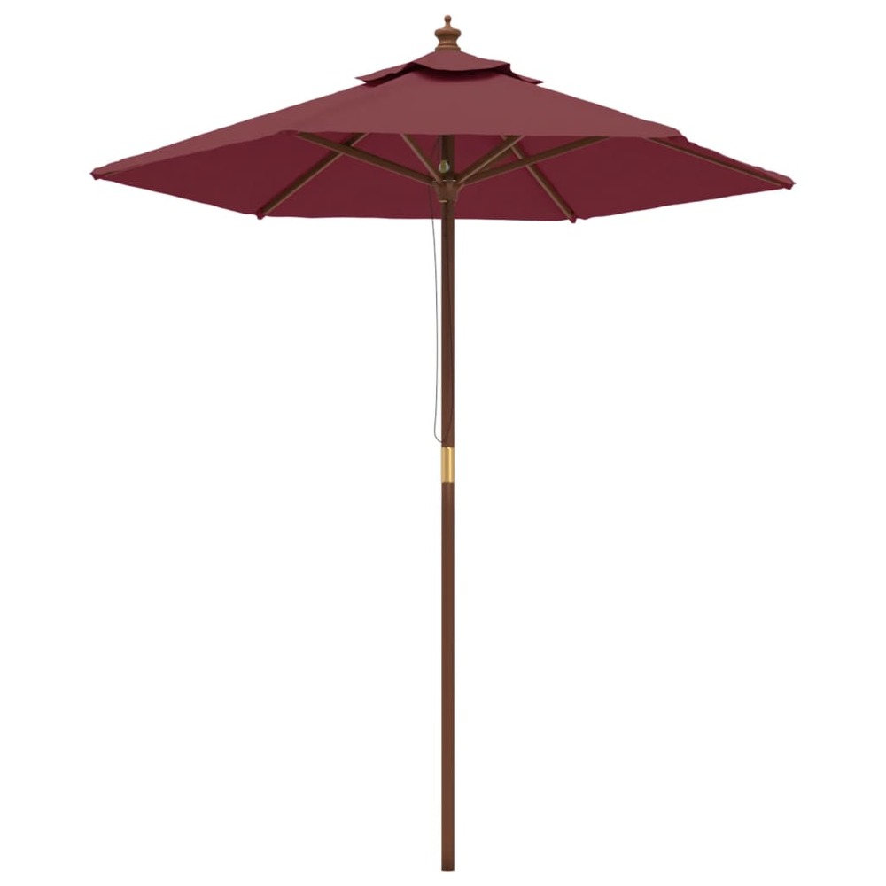 Parasol de jardin avec mât en bois rouge bordeaux 196x231 cm