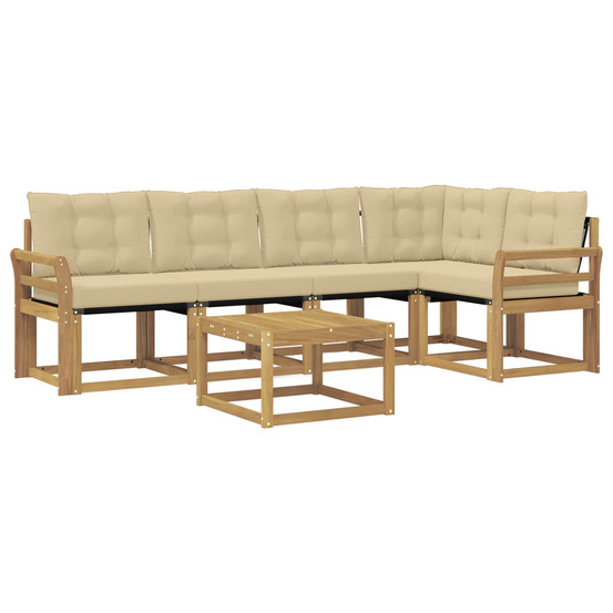 Ensemble de canapés d'extérieur 6 pcs blanc et beige