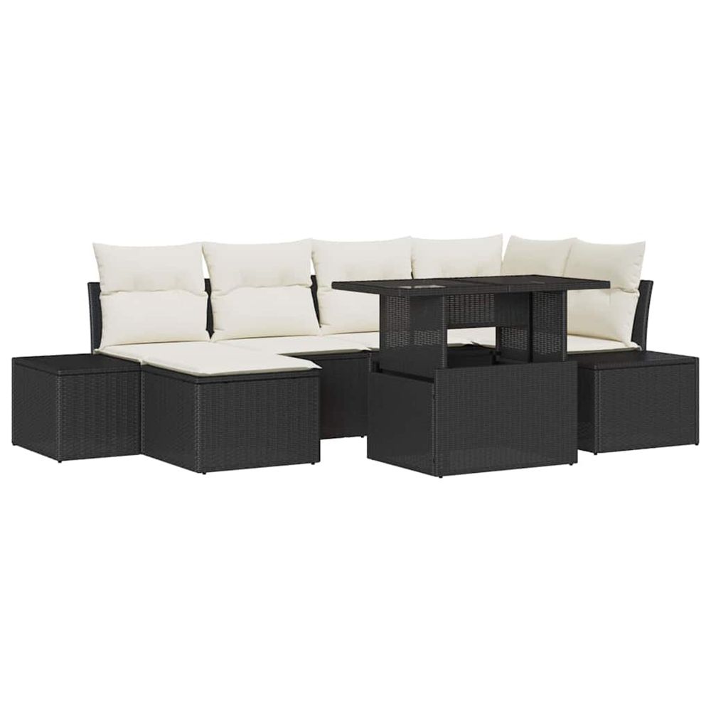 Ensemble de canapé de jardin 7 pc noir polyrotin