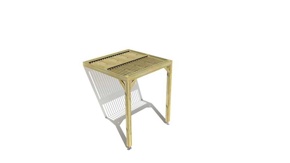 Pergola bois • 2m x 2m • adossée • sens largeur • lames orientables bioclimatiques incluses • livraison comprise