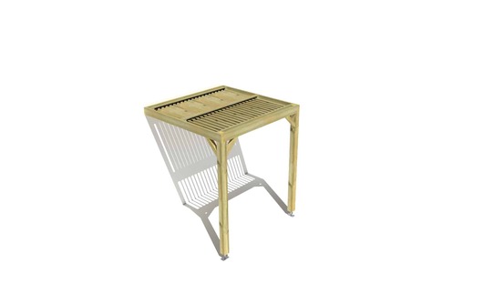 Pergola bois • 2m x 2m • adossée • sens largeur • lames orientables bioclimatiques incluses • livraison comprise