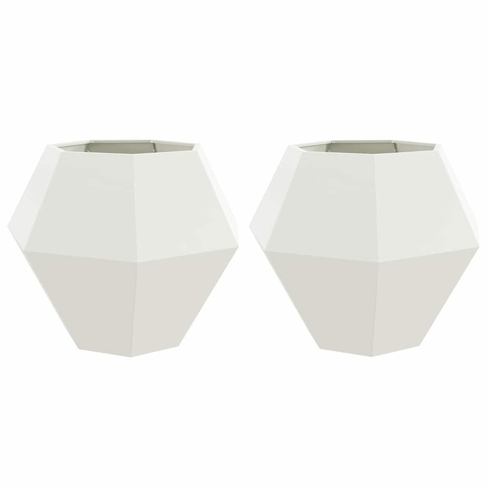 Jardinière d'extérieur 2 pcs blanc 100 x 100 x 80 cm acier