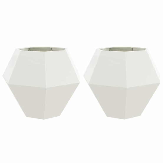 Jardinière d'extérieur 2 pcs blanc 100 x 100 x 80 cm acier